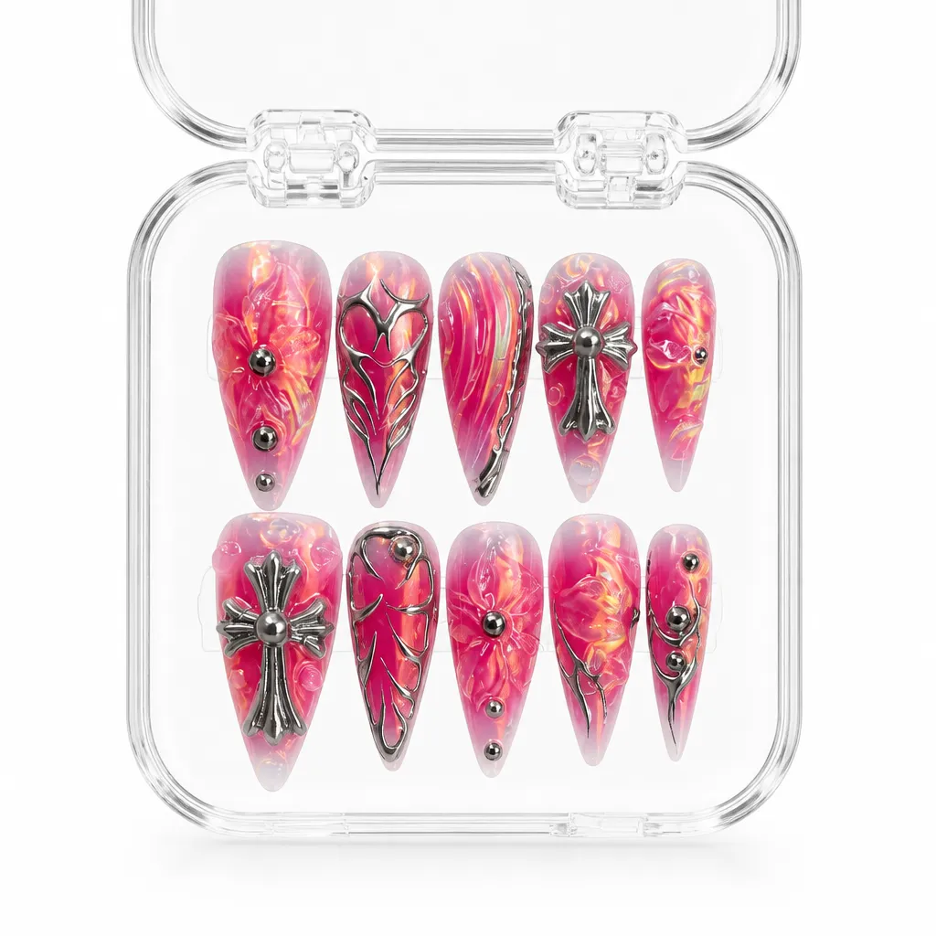 Gothic Chrome Bloom – Xưởng gia công Nailbox Sỉ thủ công