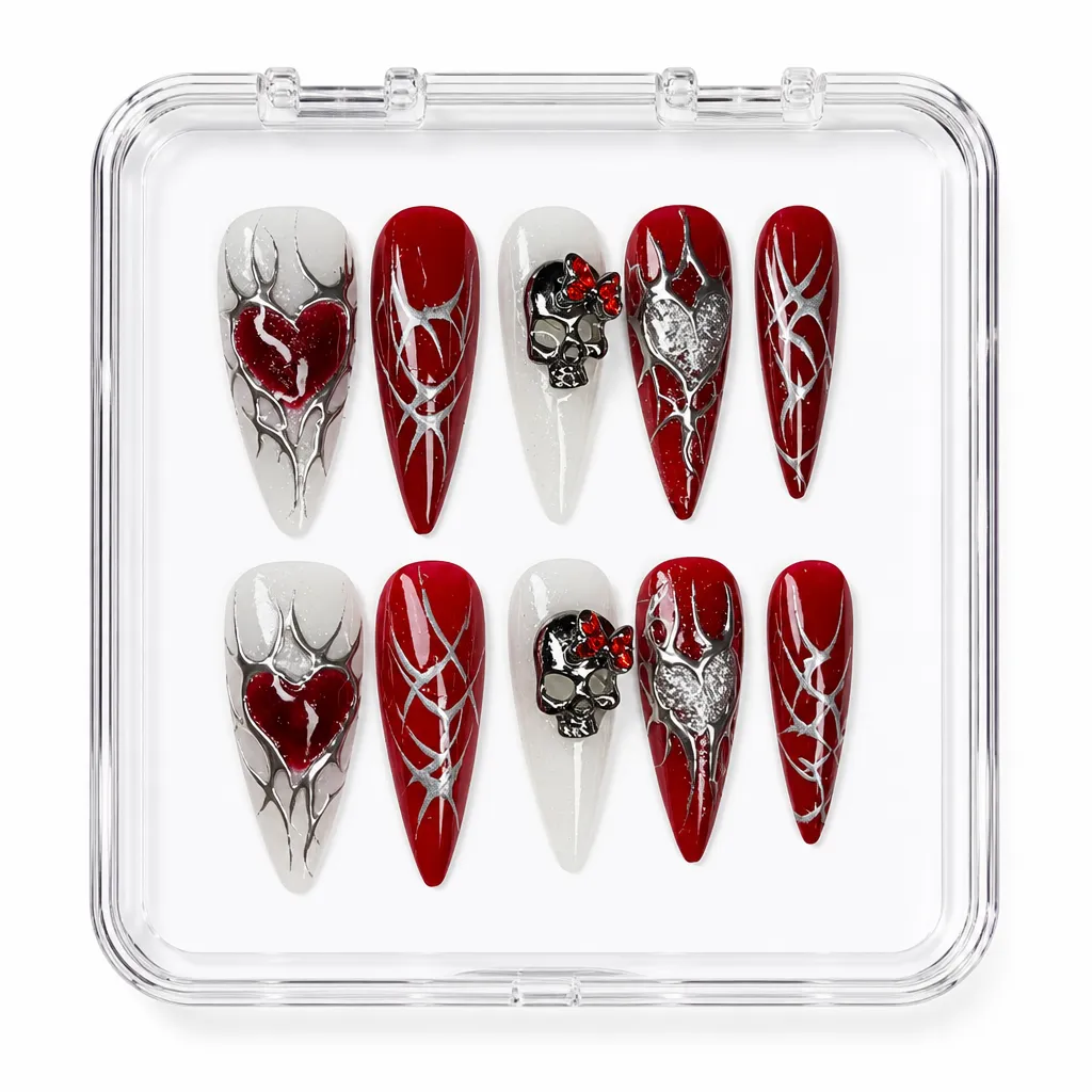 Gothic Crimson Skull – Xưởng gia công Nailbox Sỉ thủ công