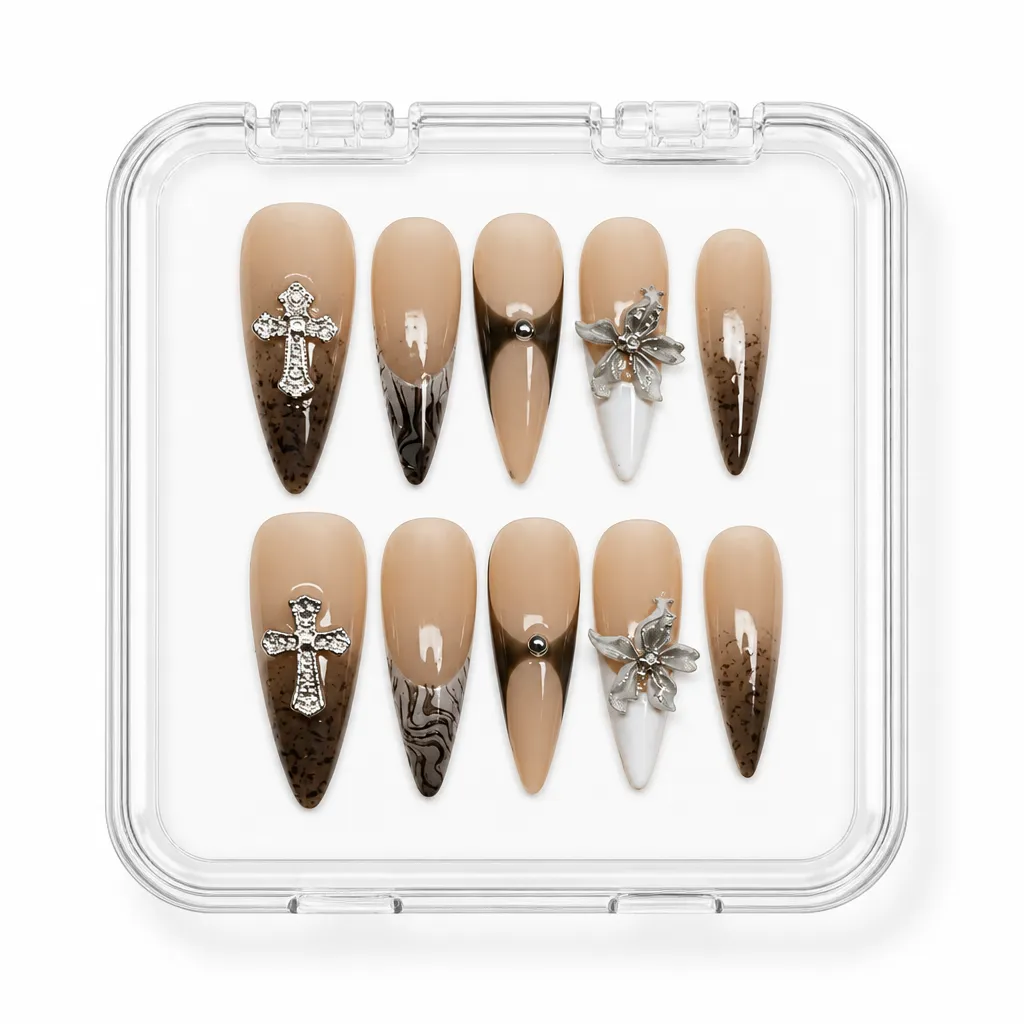 Gothic Cross Bloom – Xưởng gia công Nailbox Sỉ thủ công