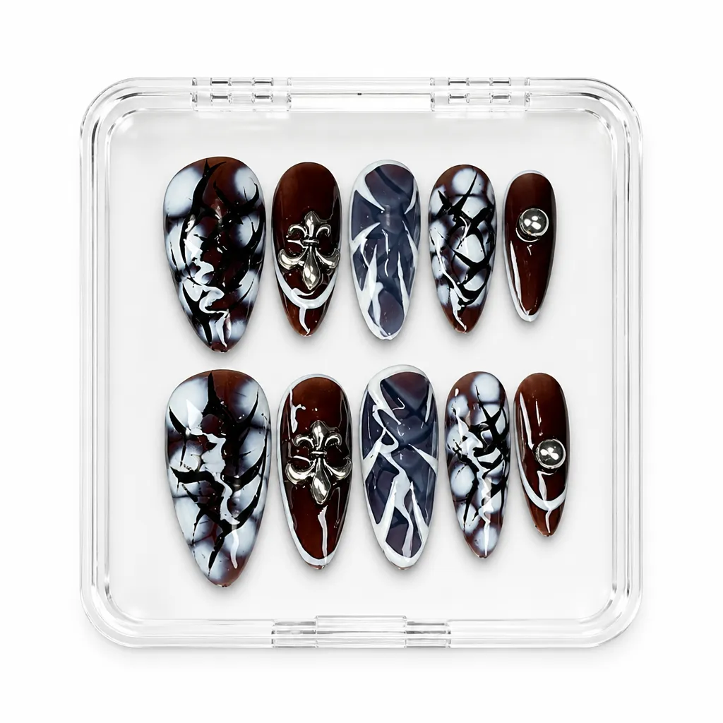 Gothic Espresso Marble – Xưởng gia công Nailbox Sỉ thủ công