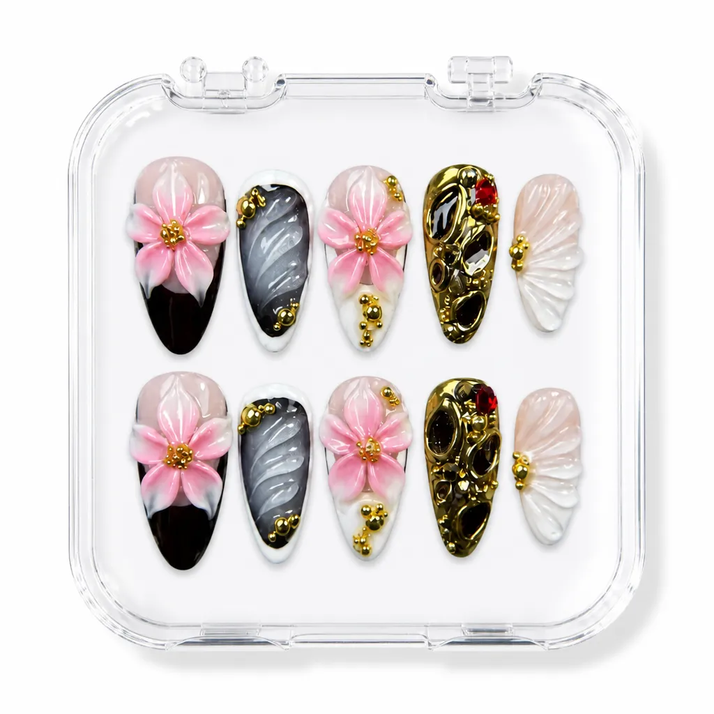 Gothic Floral Skull – Xưởng gia công Nailbox Sỉ thủ công