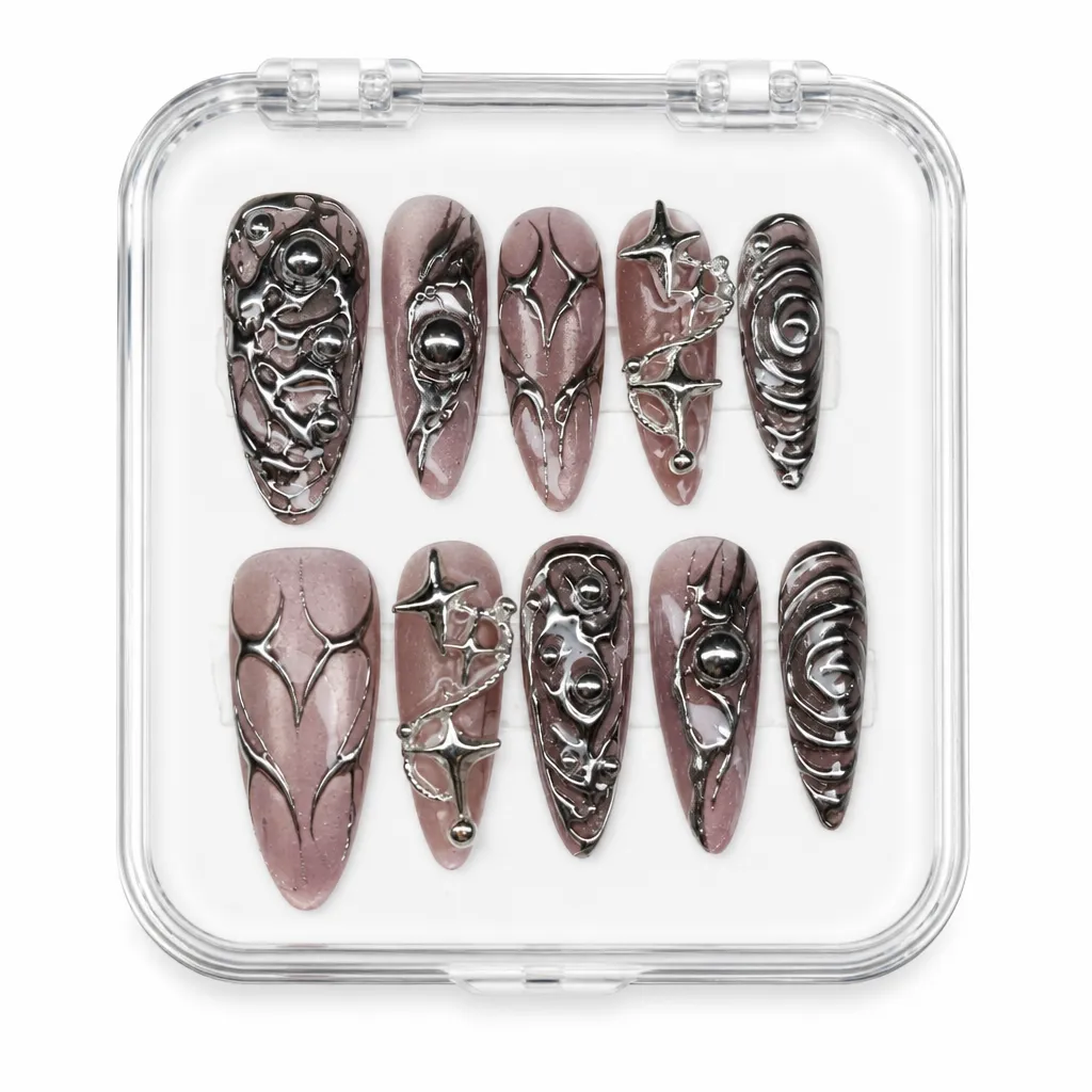 Gothic Ink Whisper – Xưởng gia công Nailbox Sỉ thủ công