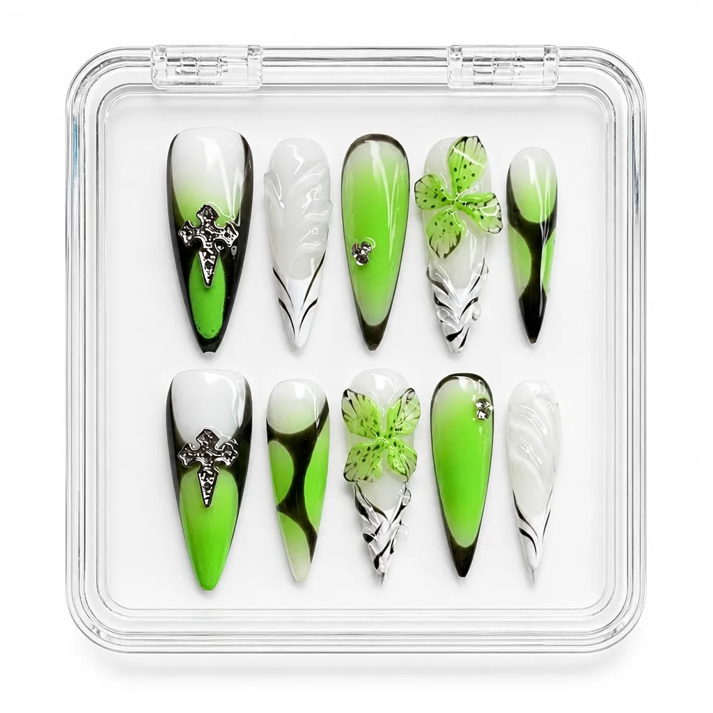 Gothic Lime Clover – Xưởng gia công Nailbox Sỉ thủ công