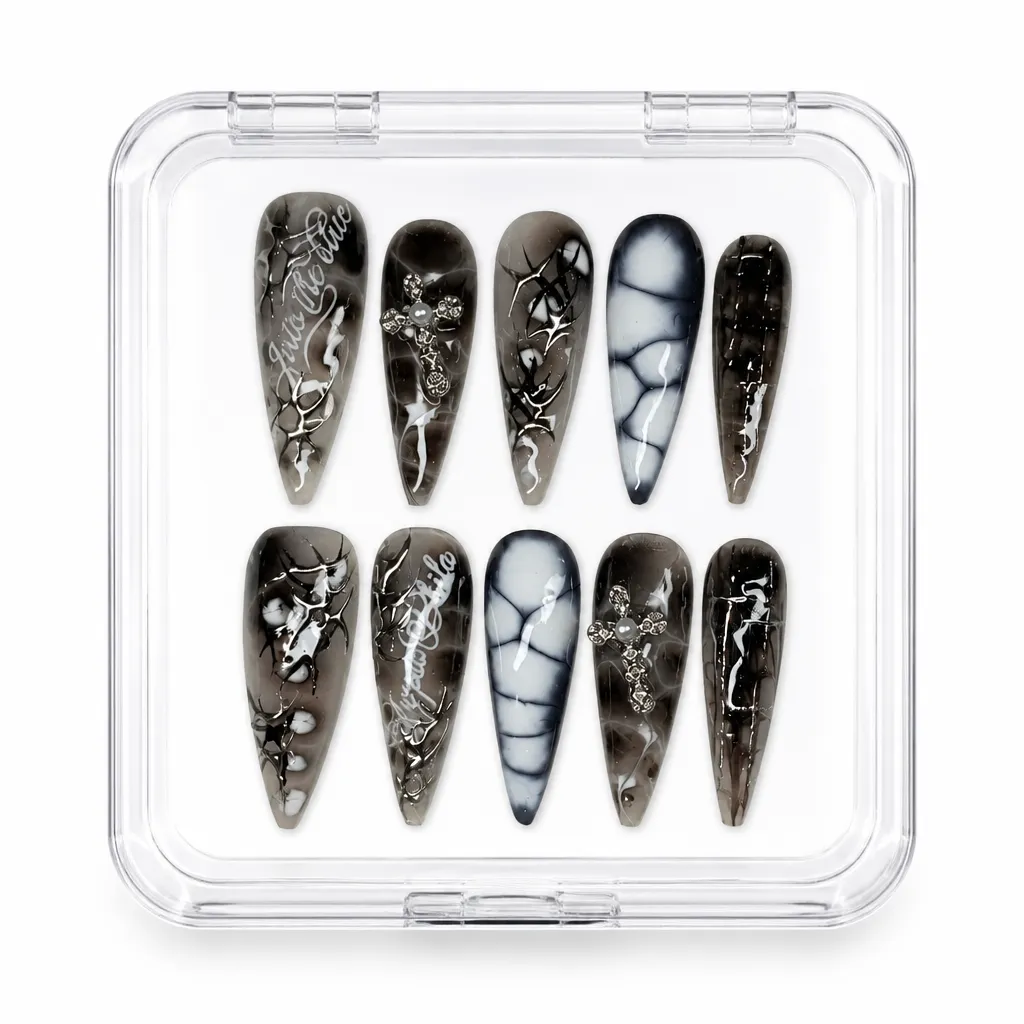 Gothic Marble Grace – Xưởng gia công Nailbox Sỉ thủ công