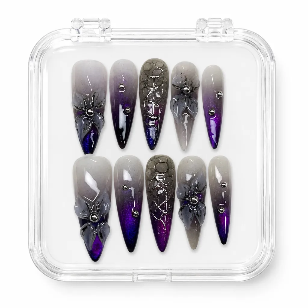 Gothic Nightshade Bloom – Xưởng gia công Nailbox Sỉ thủ công