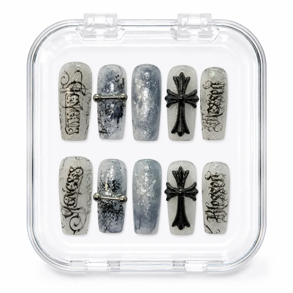 Gothic Pierced Chrome – Xưởng gia công Nailbox Sỉ thủ công