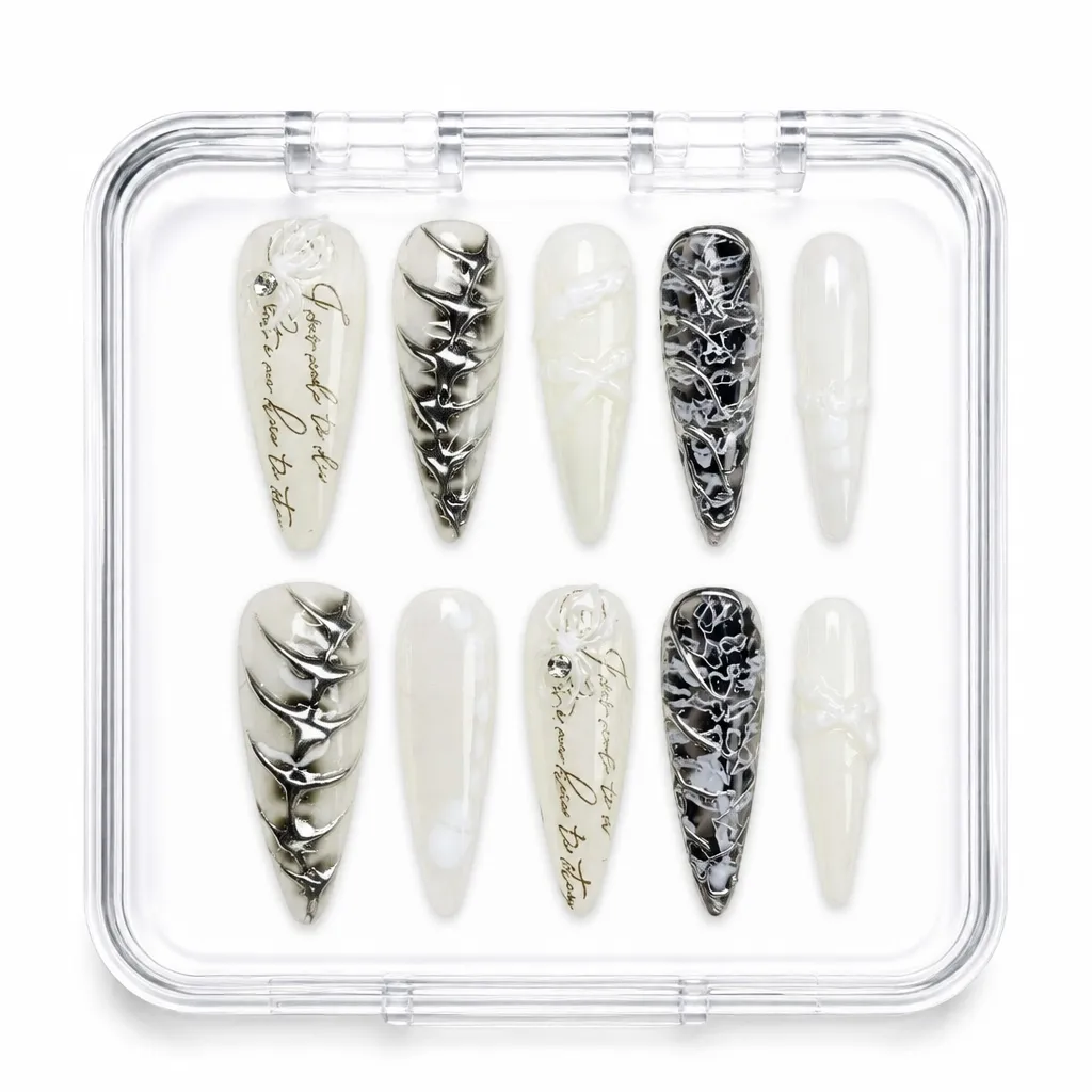Gothic Script Chrome – Xưởng gia công Nailbox Sỉ thủ công