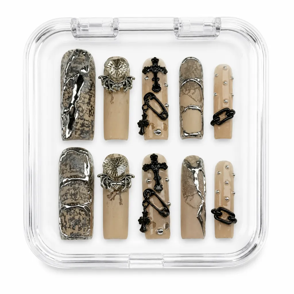 Gothic Spider Elegance – Xưởng gia công Nailbox Sỉ thủ công
