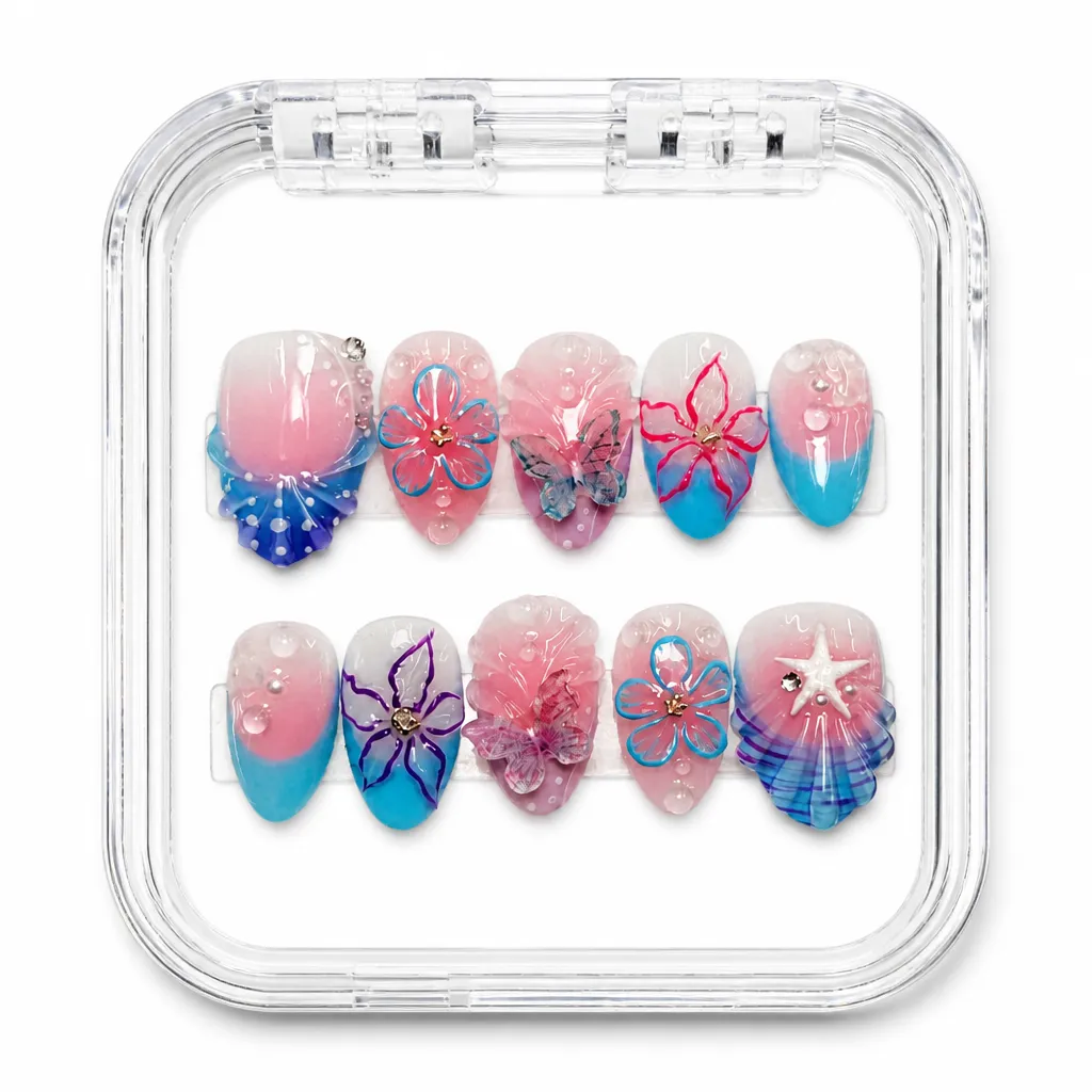 Gradient Bloom Luxe – Xưởng gia công Nailbox Sỉ thủ công