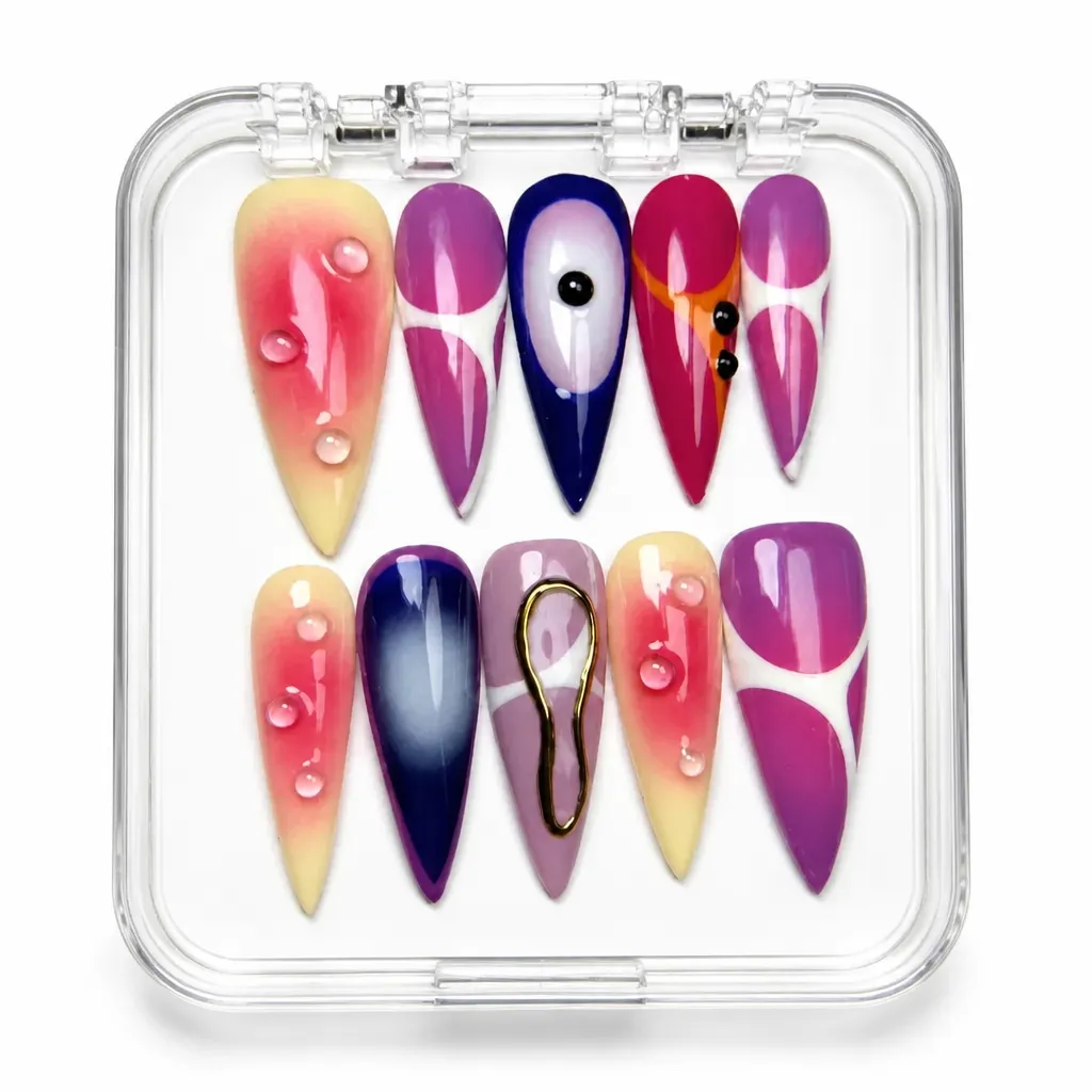 Gradient Luxe Stilettos – Xưởng gia công Nailbox Sỉ thủ công