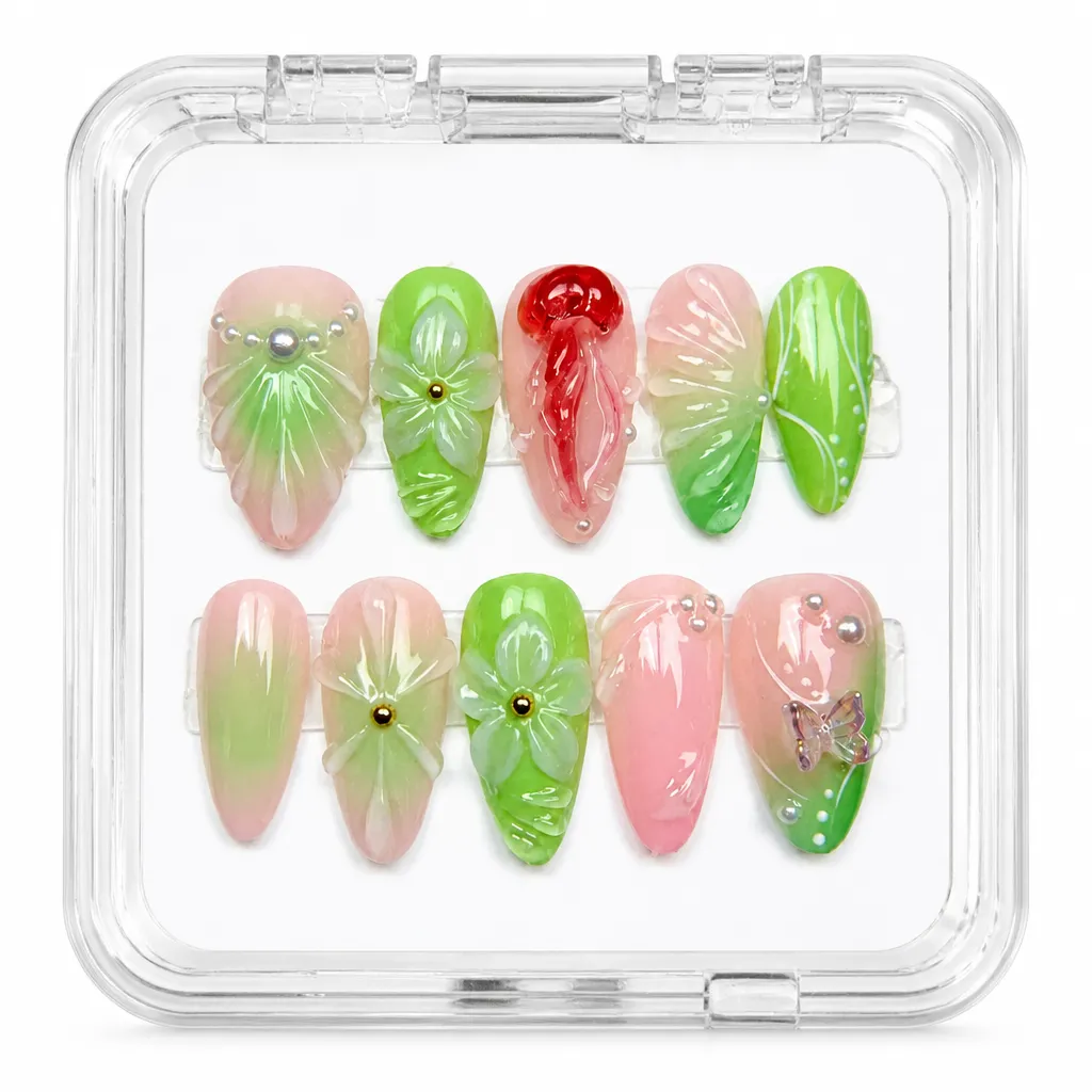 Green Botanical Blush – Xưởng gia công Nailbox Sỉ thủ công