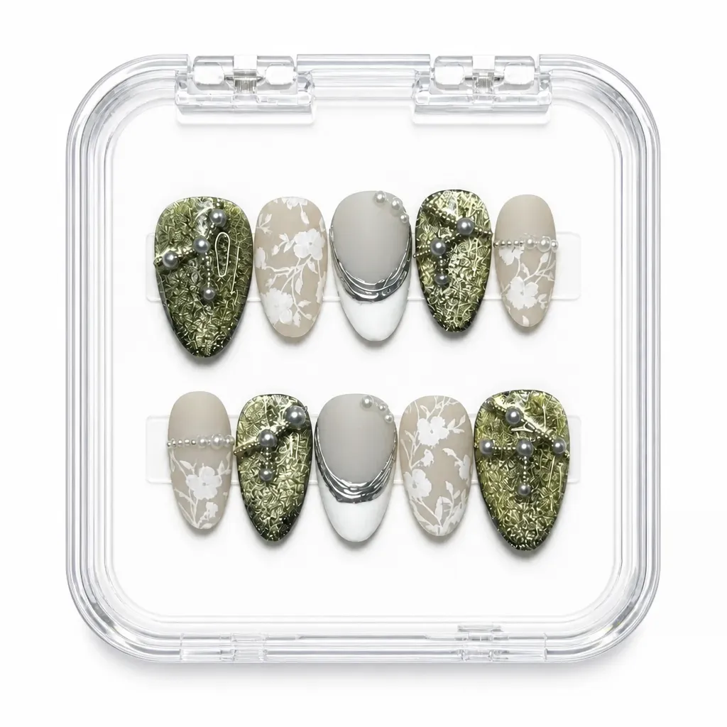 Greige Gilded Elegance – Xưởng gia công Nailbox Sỉ thủ công