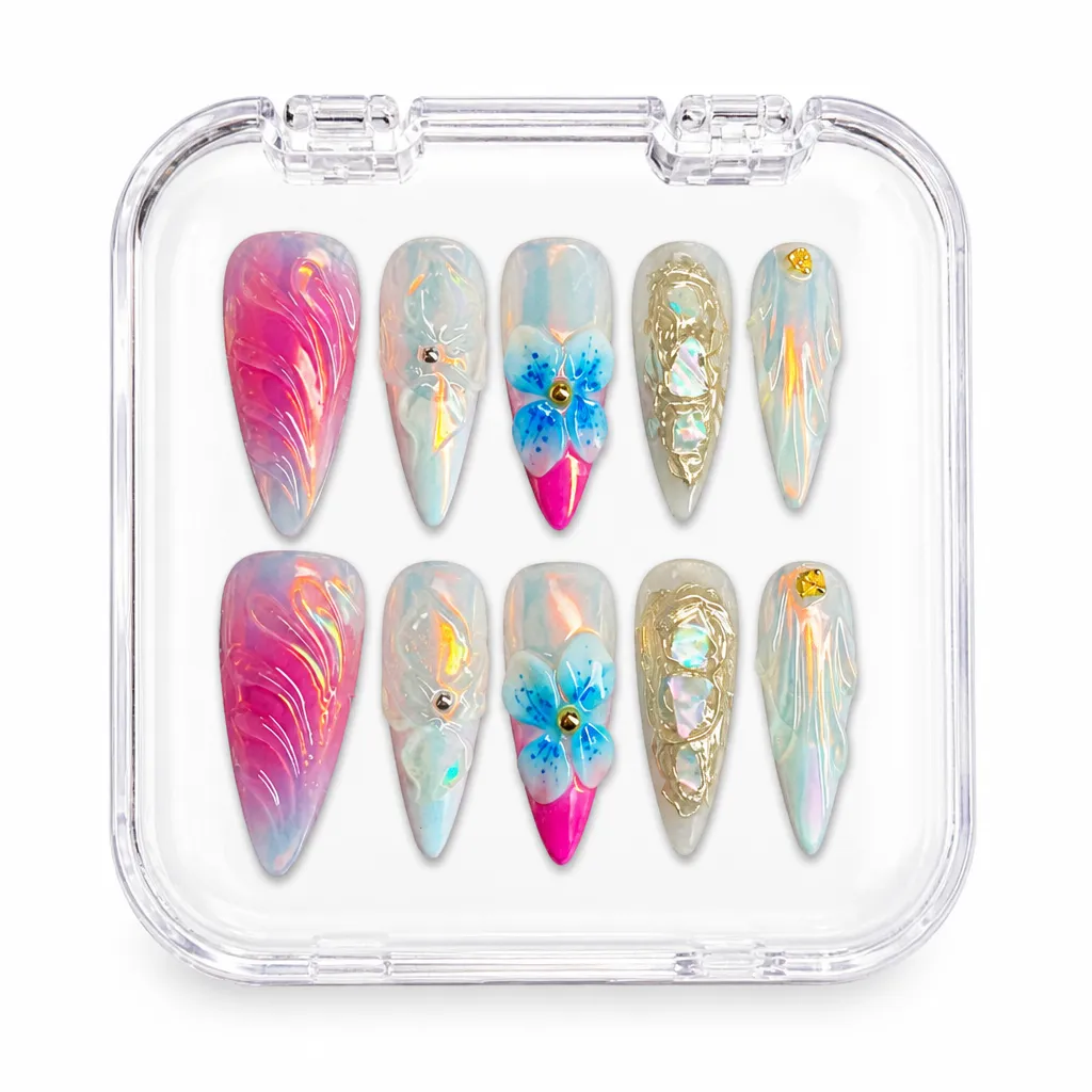 Holographic Aurora Bloom – Xưởng gia công Nailbox Sỉ thủ công