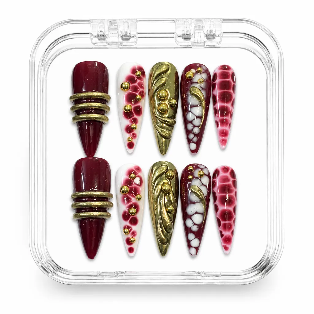 Illusion Crimson Luxe – Xưởng gia công Nailbox Sỉ thủ công