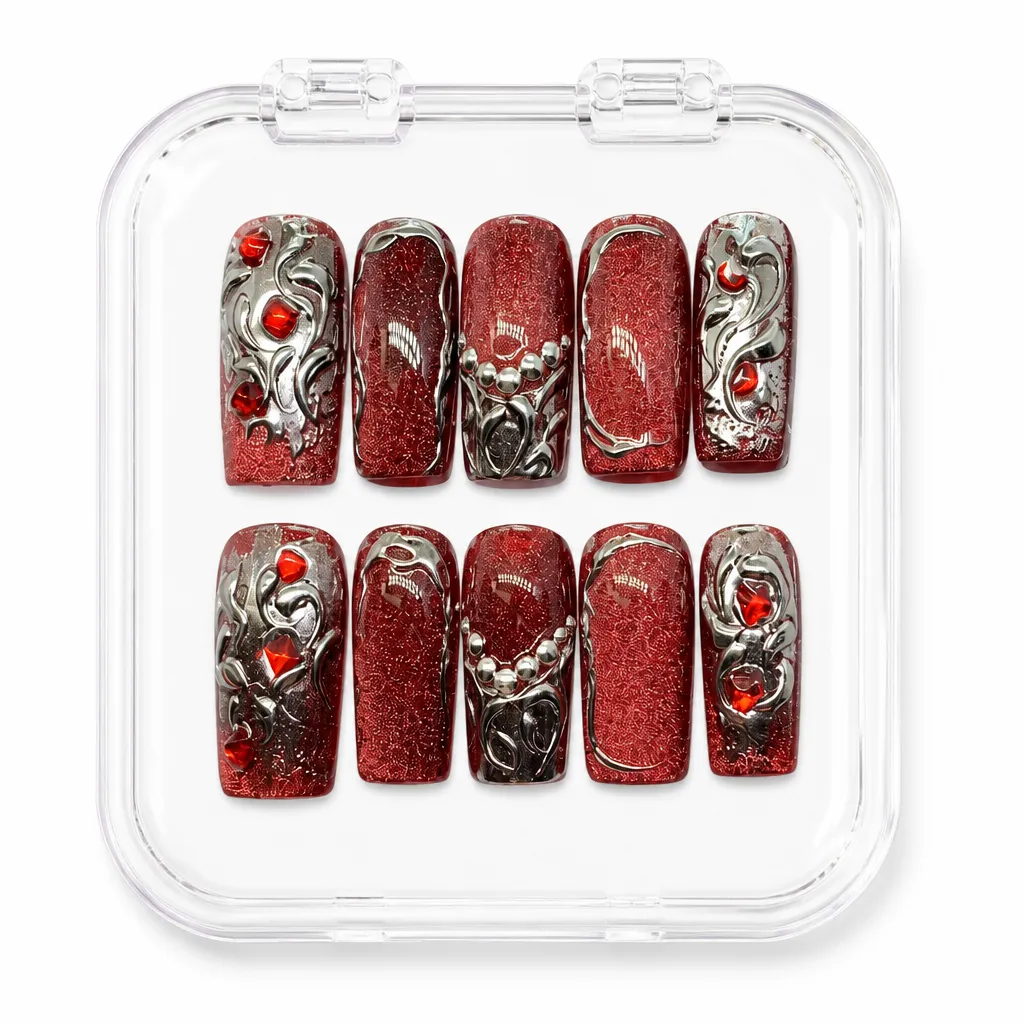 Imperial Ruby Chrome – Mẫu Nailbox Sỉ Thiết Kế Thủ Công