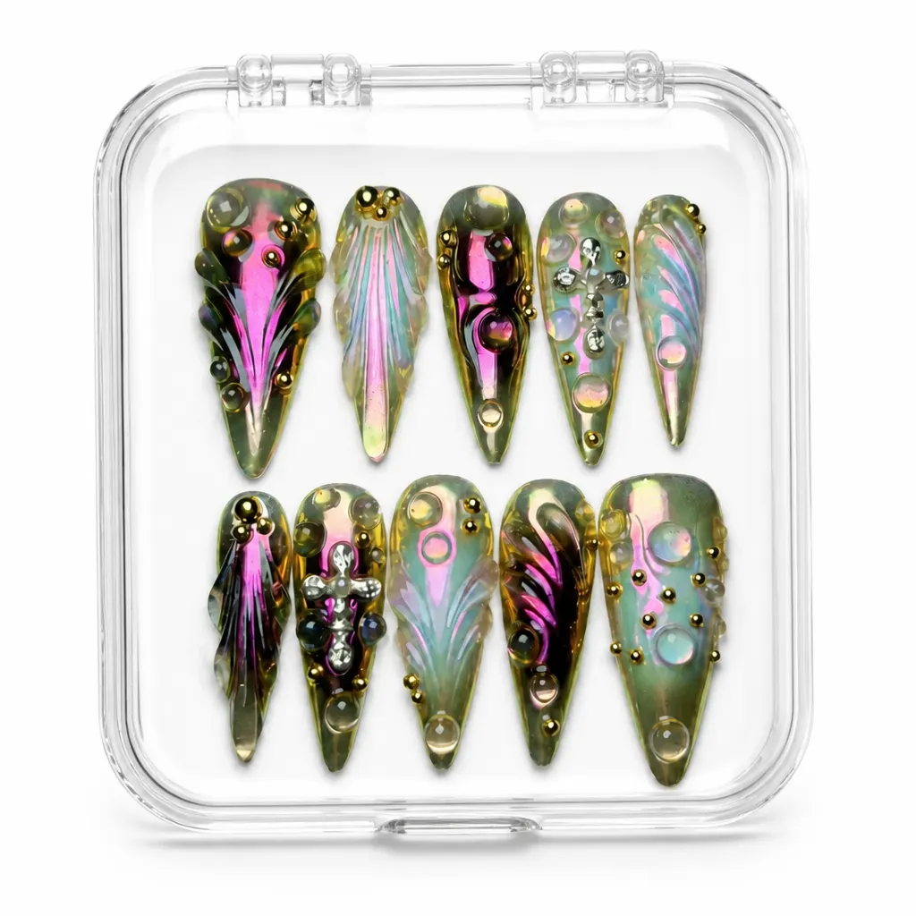Iridescent Luxe Stilettos – Xưởng gia công Nailbox Sỉ thủ công