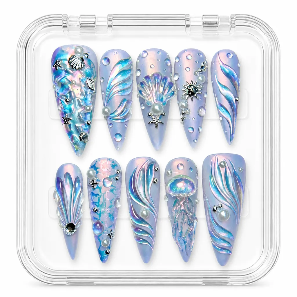 Iridescent Ocean Shells – Xưởng gia công Nailbox Sỉ thủ công
