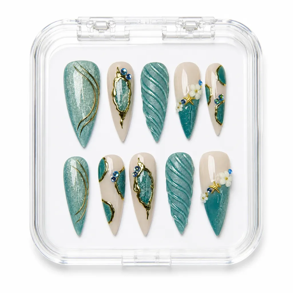 Ivory Emerald Luxe – Xưởng gia công Nailbox Sỉ thủ công