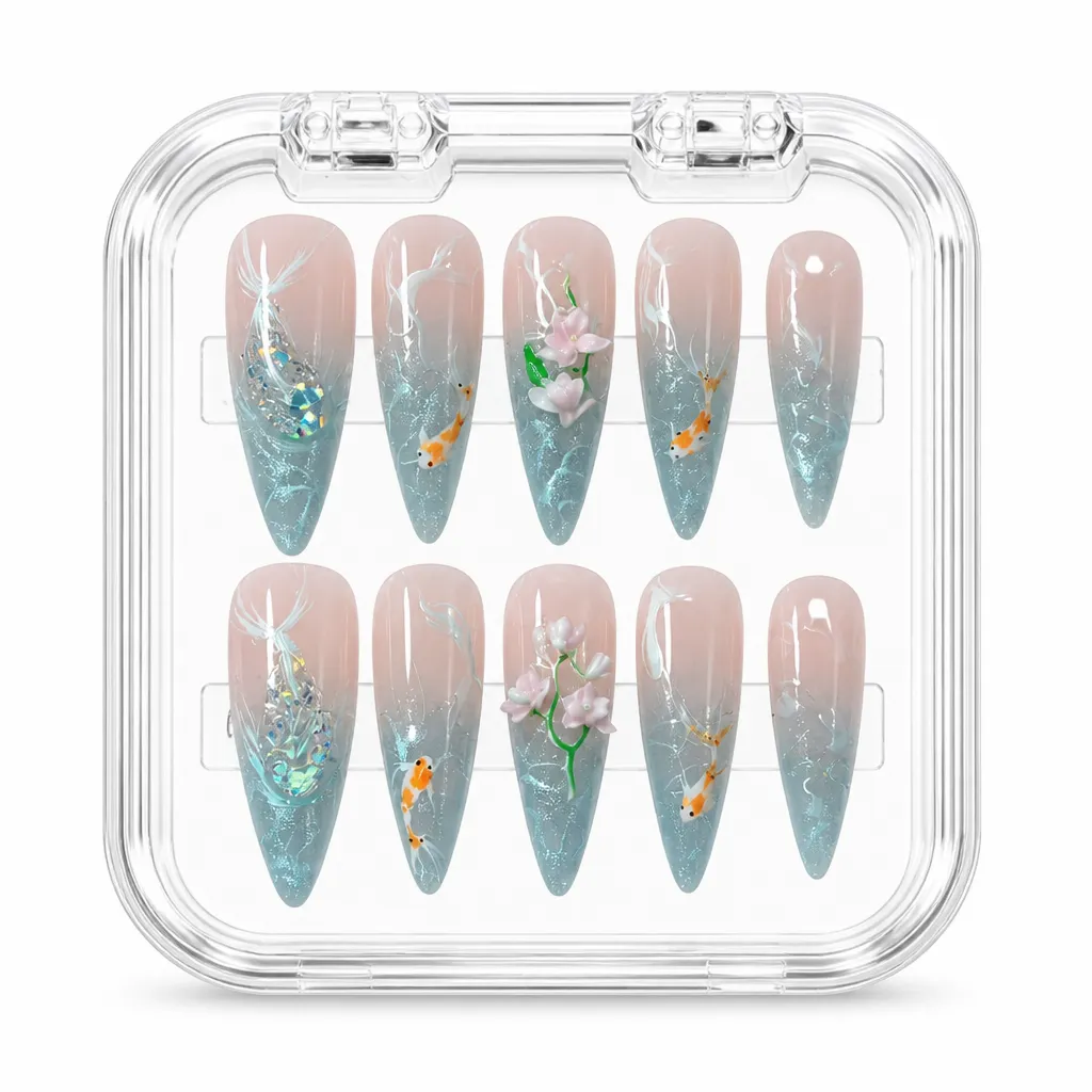 Koi Pond Serenade – Xưởng gia công Nailbox Sỉ thủ công