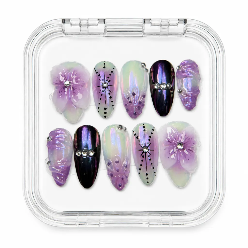 Lavender Ethereal Bloom – Xưởng gia công Nailbox Sỉ thủ công