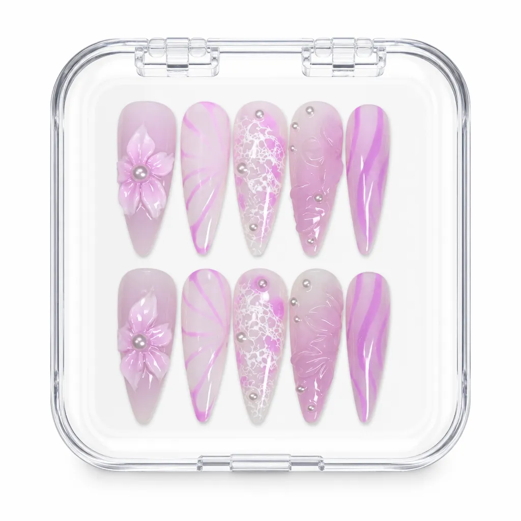 Lavender Lace Blossom – Xưởng gia công Nailbox Sỉ thủ công