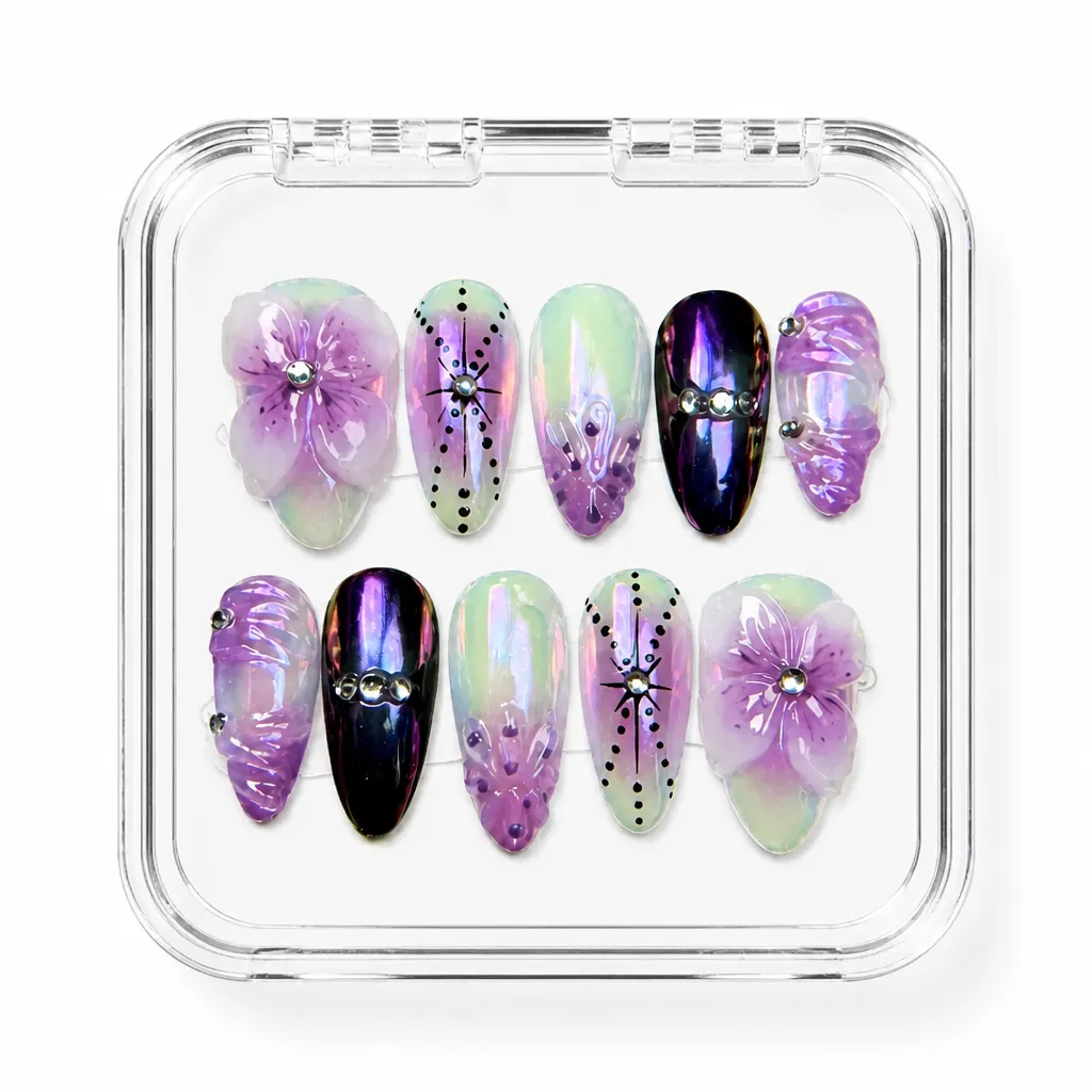 Lavender Orchid Dreams – Mẫu Nailbox Sỉ Thiết Kế Thủ Công