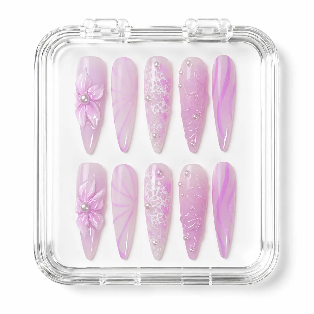 Lavender Orchid Lace – Xưởng gia công Nailbox Sỉ thủ công