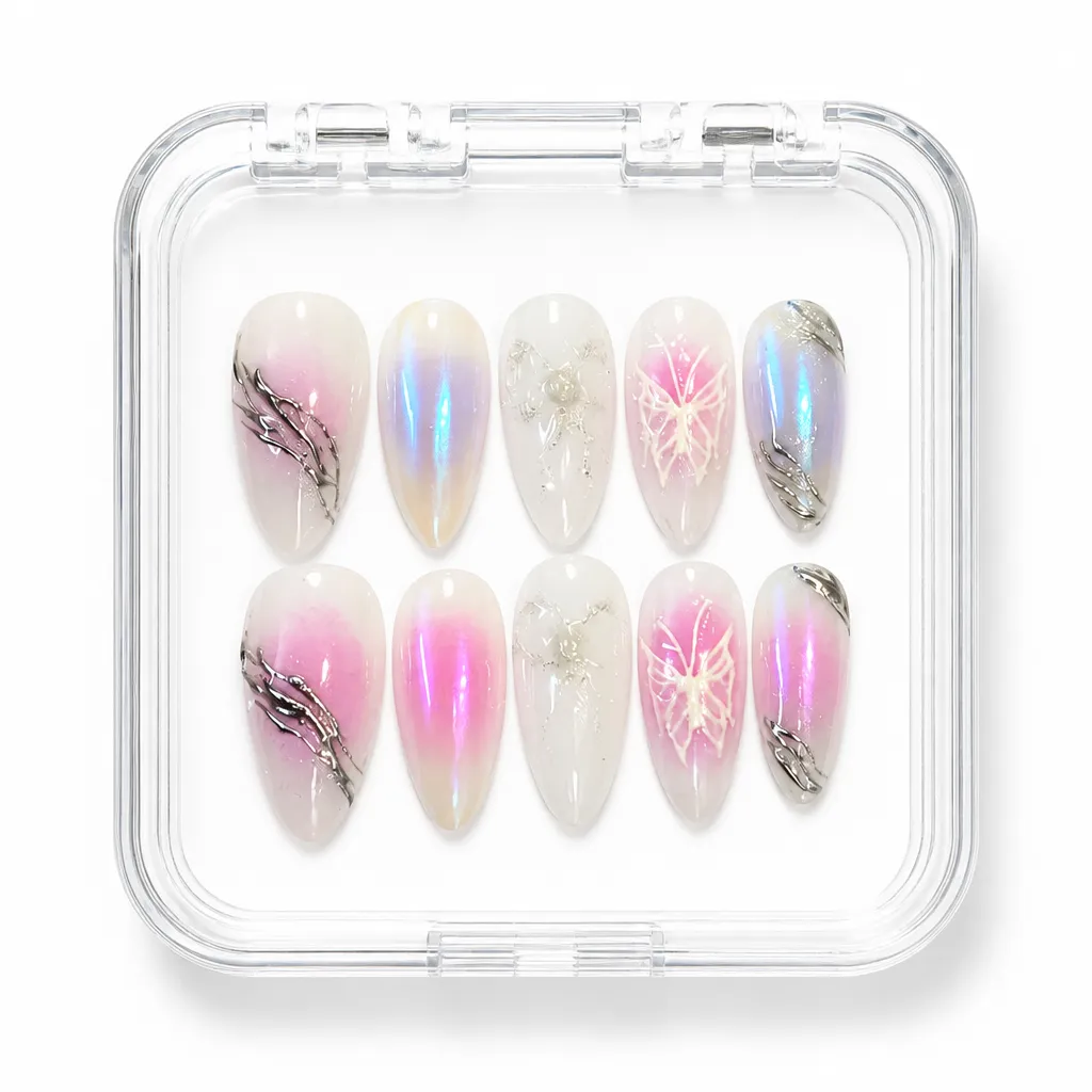 Lavender Prismatic Bloom – Xưởng gia công Nailbox Sỉ thủ công