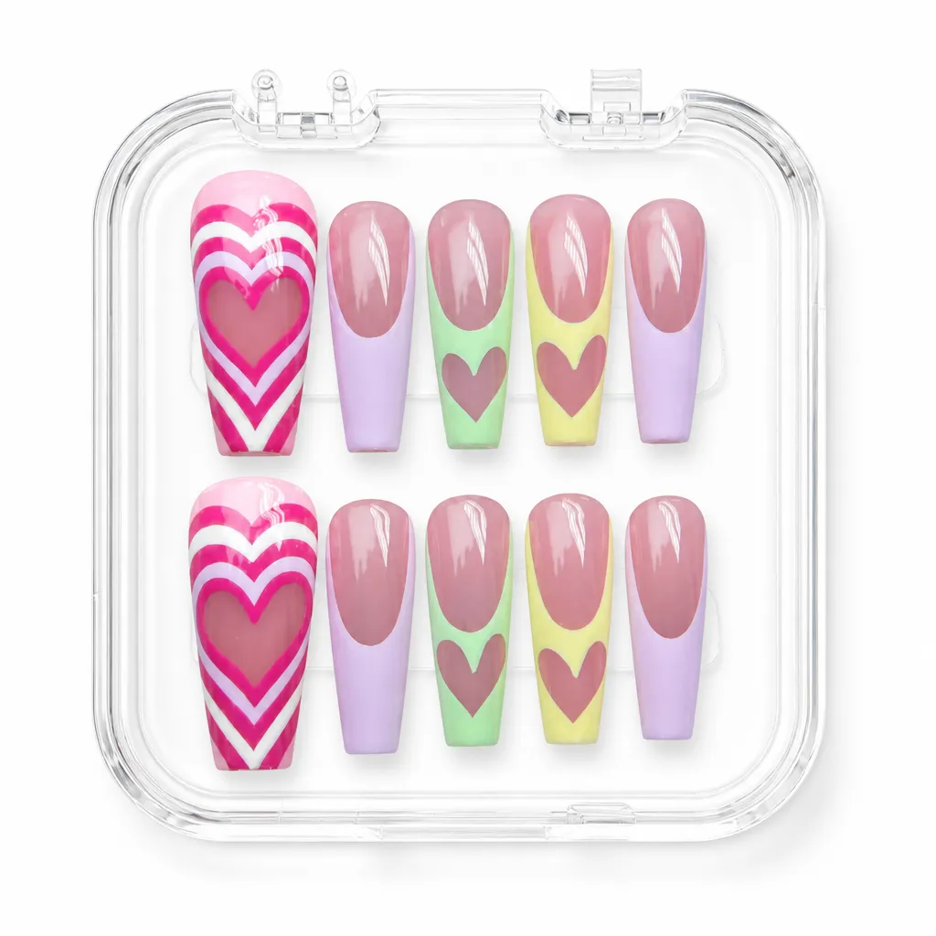 Layered Pastel Hearts – Xưởng gia công Nailbox Sỉ thủ công