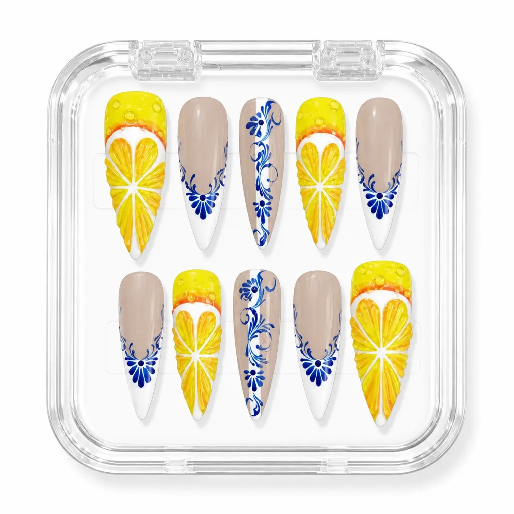 Lemon Porcelain Summer – Xưởng gia công Nailbox Sỉ thủ công