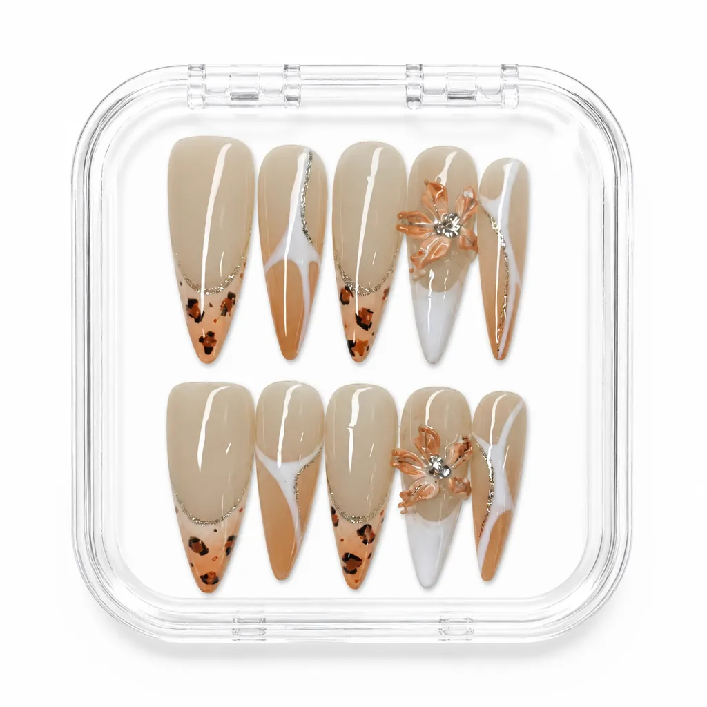 Leopard Bloom Stiletto – Xưởng gia công Nailbox Sỉ thủ công