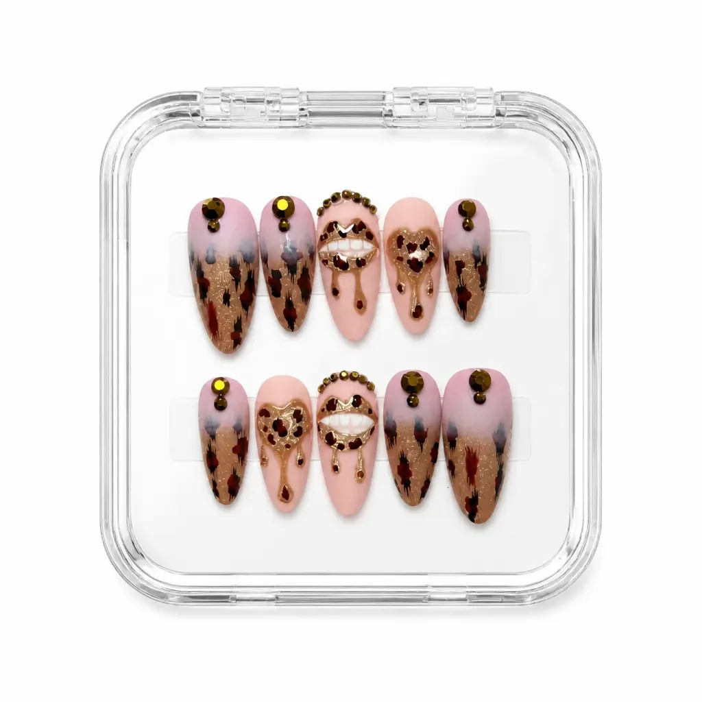 Leopard Luxe Stilettos – Mẫu Nailbox Sỉ Thiết Kế Thủ Công