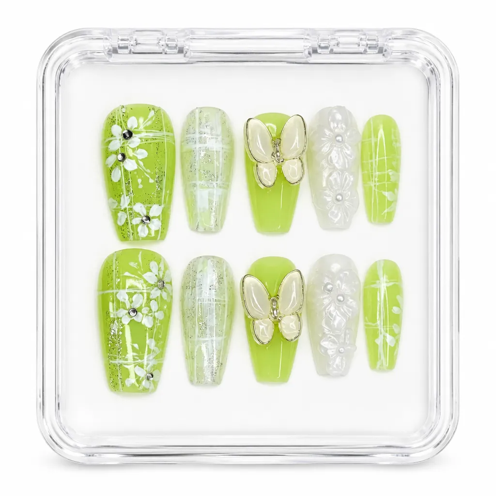 Lime Blossom Flutter – Xưởng gia công Nailbox Sỉ thủ công