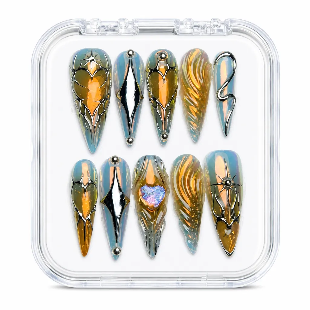 Liquid Amber Stiletto – Xưởng gia công Nailbox Sỉ thủ công