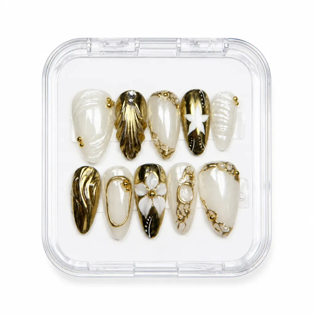 Luxe Chrome Elegance – Xưởng gia công Nailbox Sỉ thủ công