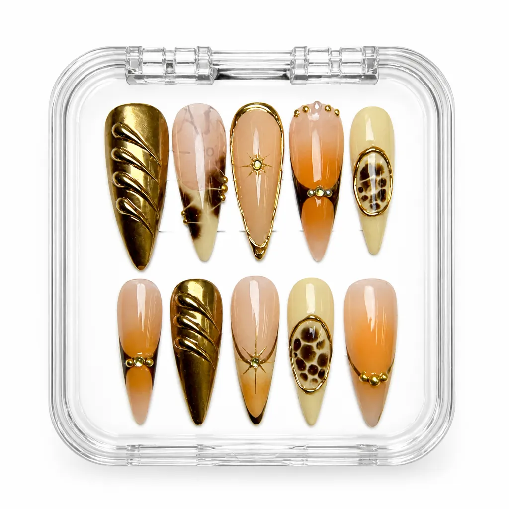 Luxe Leopard Stiletto – Xưởng gia công Nailbox Sỉ thủ công