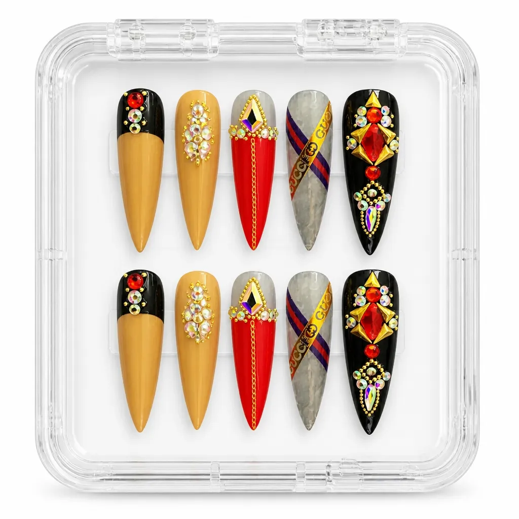 Luxe Monogram Stiletto – Xưởng gia công Nailbox Sỉ thủ công