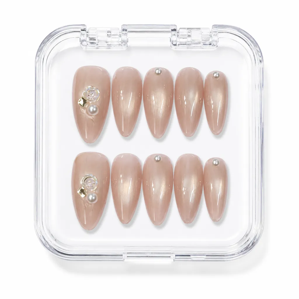 Luxe Sparkle Almond – Xưởng gia công Nailbox Sỉ thủ công