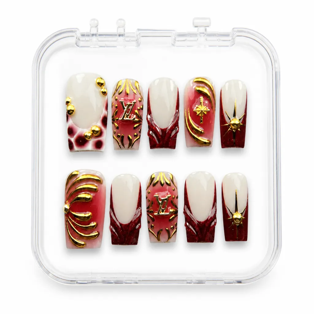 Luxurious Red Gold – Xưởng gia công Nailbox Sỉ thủ công