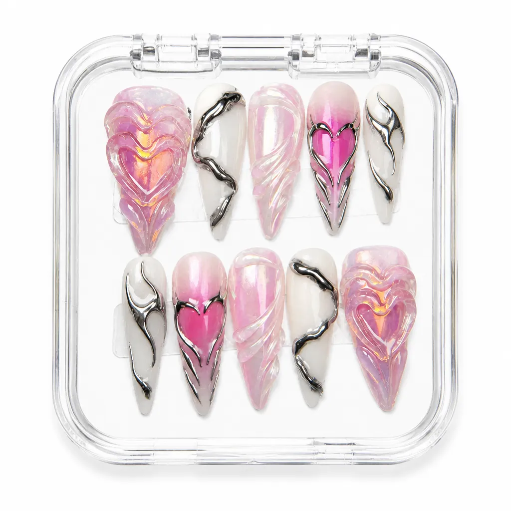 Magenta Amethyst Feather – Xưởng gia công Nailbox Sỉ thủ công
