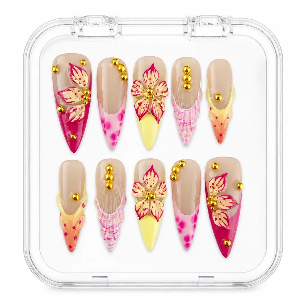 Magenta Blossom Fantasy – Xưởng gia công Nailbox Sỉ thủ công