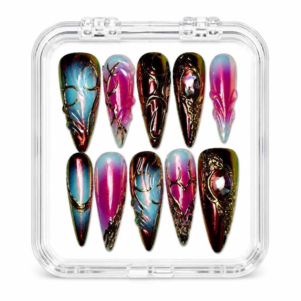 Magenta Chromatic Luxe – Xưởng gia công Nailbox Sỉ thủ công