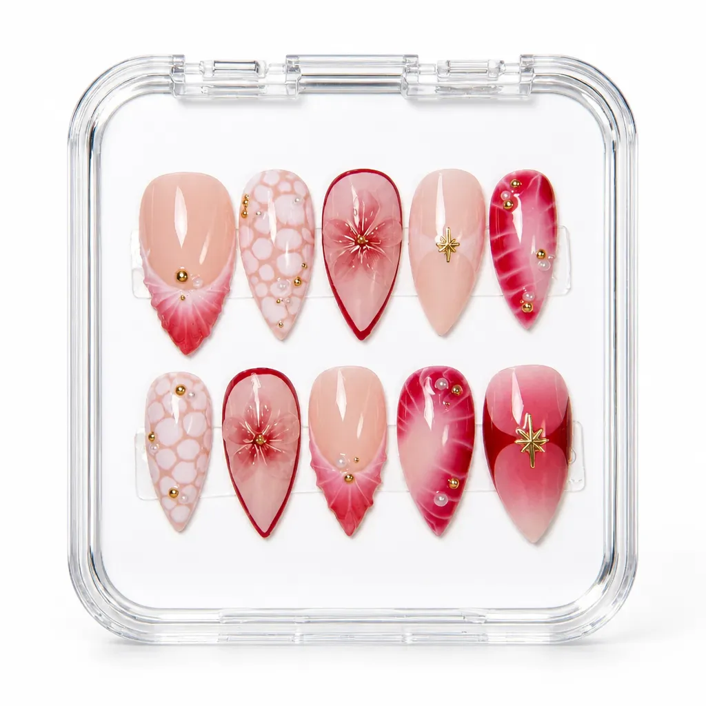 Magenta Crimson Blossom – Xưởng gia công Nailbox Sỉ thủ công