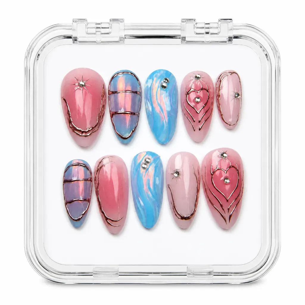 Magenta Geometric Luxe – Xưởng gia công Nailbox Sỉ thủ công