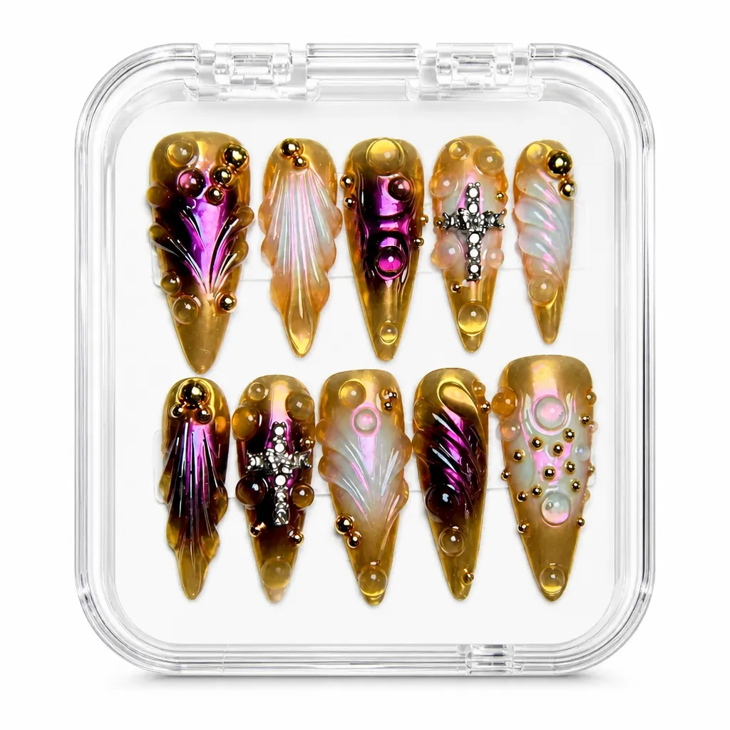 Magenta Luxe Stiletto – Xưởng gia công Nailbox Sỉ thủ công