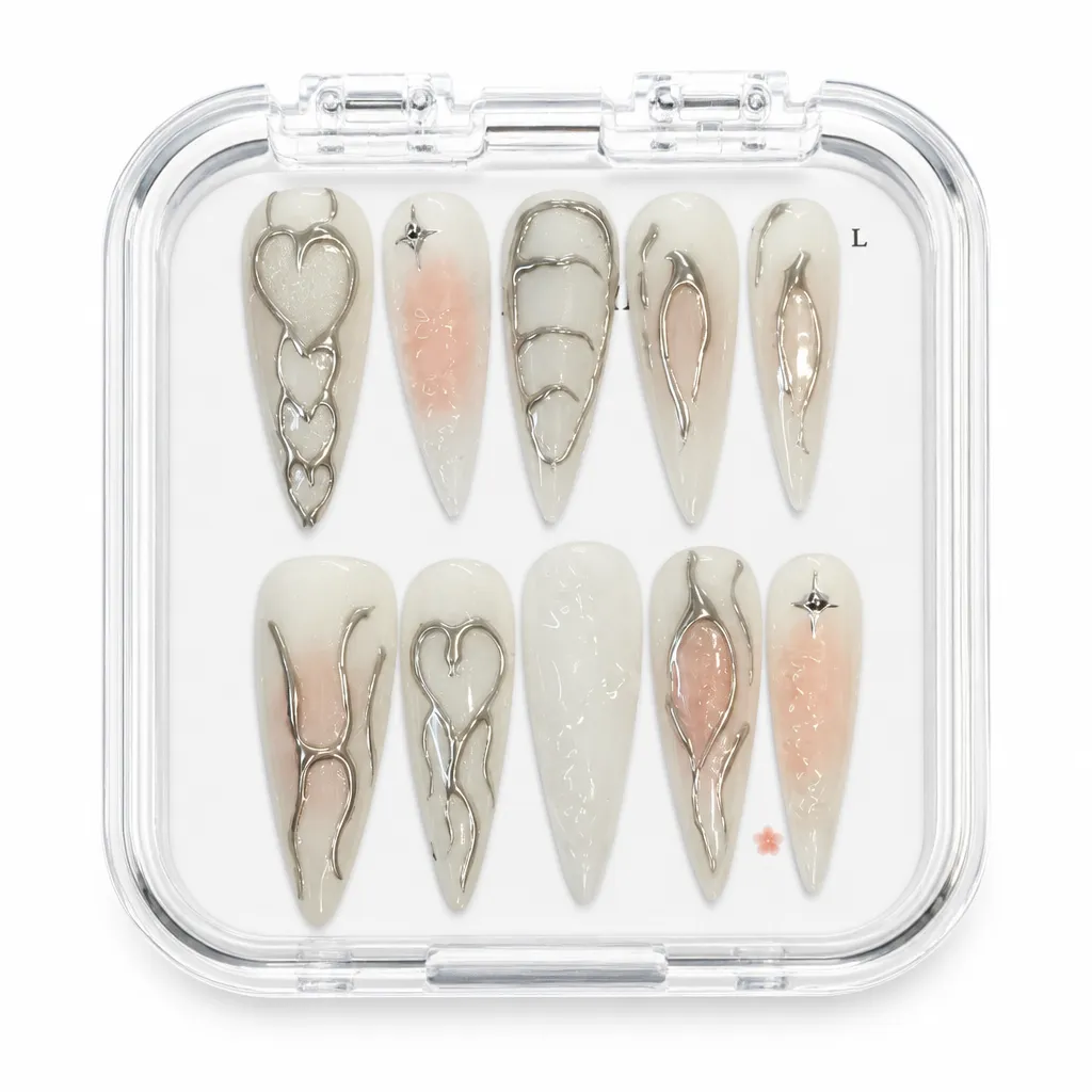 Marble Blush Stilettos – Xưởng gia công Nailbox Sỉ thủ công