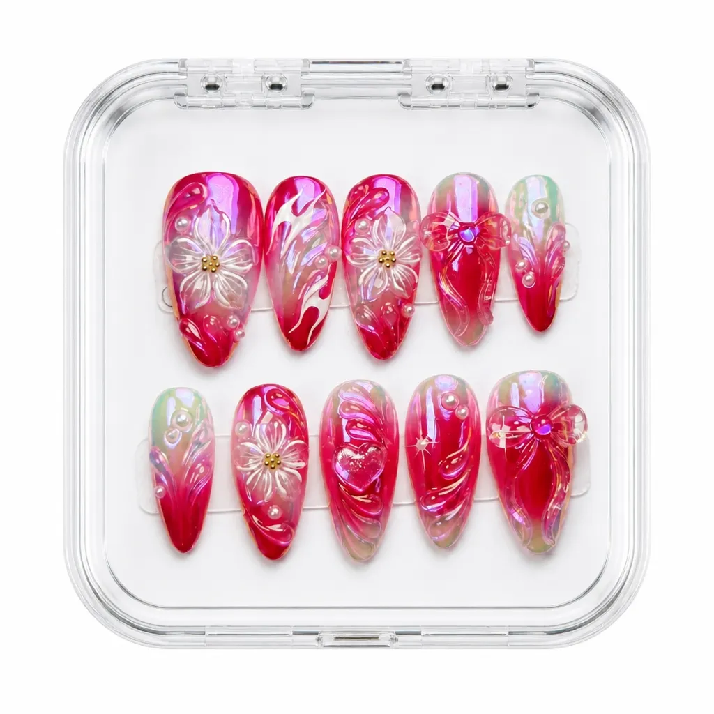 Matte Crimson Blossom – Xưởng gia công Nailbox Sỉ thủ công