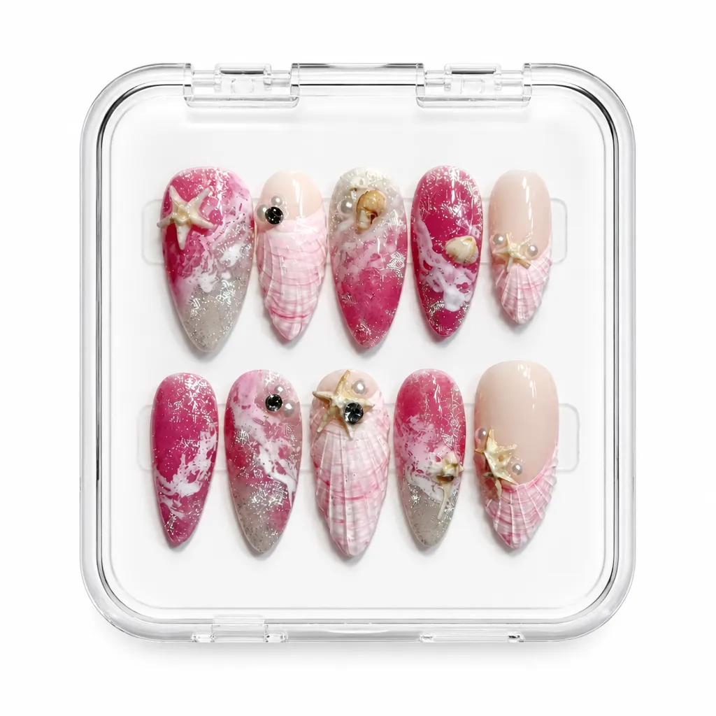 Matte Crimson Elegance – Mẫu Nailbox Sỉ Thiết Kế Thủ Công