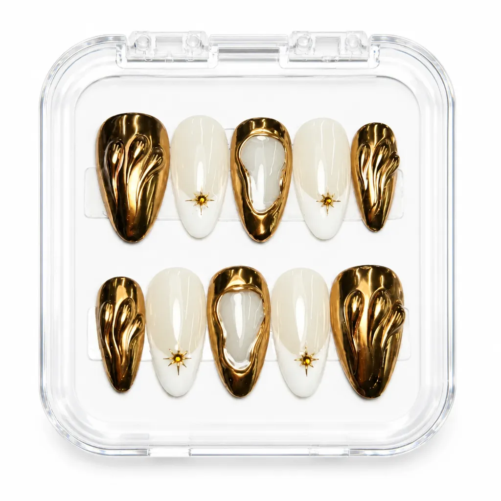Matte Gilded Elegance – Xưởng gia công Nailbox Sỉ thủ công