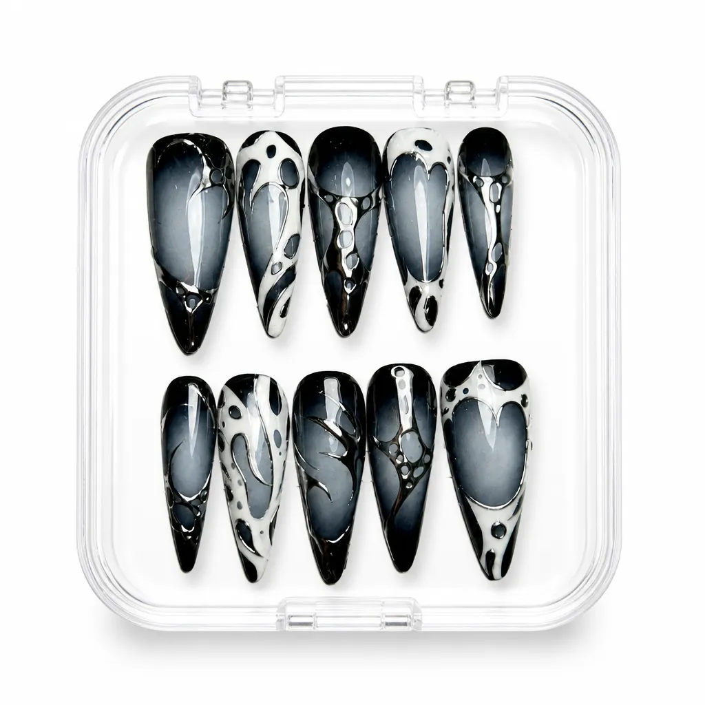 Matte Obsidian Elegance – Xưởng gia công Nailbox Sỉ thủ công